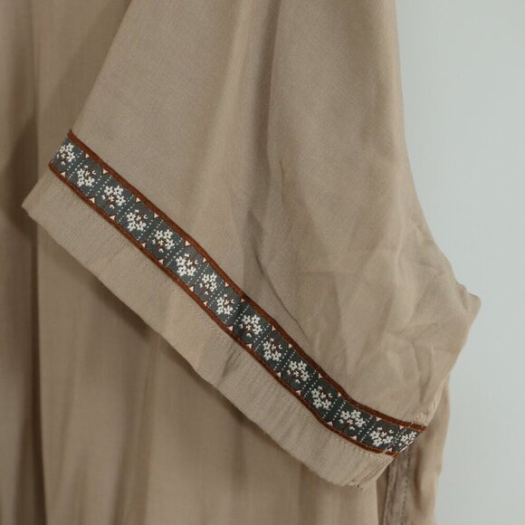 Abercrombie & Fitch Men’s Short Sleeve Button Shirt L Taupe Brown Retro Trim - Picture 4 of 8